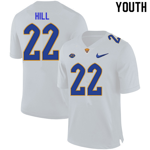 Youth #22 Brandon Hill Pitt Panthers College Football Jerseys Sale-White